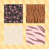 Animal skin print patterns on striped yellow background vector