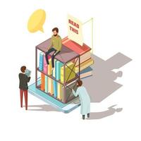 E-learning isometric books vector