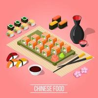 Isometric sushi and maki vector