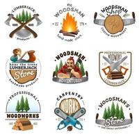 Lumberjack emblem set vector