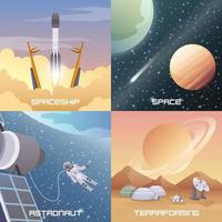 Astronaut space exploration flat 2x2 vector