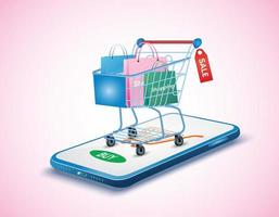 Online shopping concept with smartphone  vector