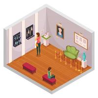 Museum Exhibition Isometric Composition vector