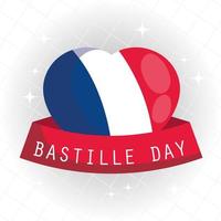 Heart with ribbon of happy Bastille day  vector