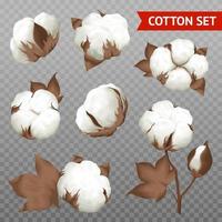 Realistic Cotton Transparent Set vector