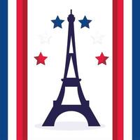 Eiffel tower with stars of happy Bastille day vector