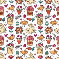 Cute funny Easter doodle pattern vector