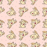 Easter rabbits cute doodle seamless pattern vector