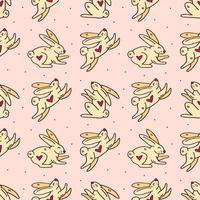 Easter rabbits cute doodle seamless pattern vector