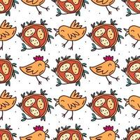 Birds with nest and eggs hand drawn seamless pattern vector