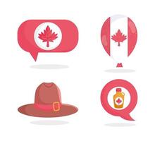 Hat, maple syrup, leaf, ballon, and speech ballon  vector