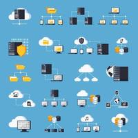 Isometric hosting services icon set  vector