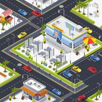 Isometric top view of a colorful city  vector