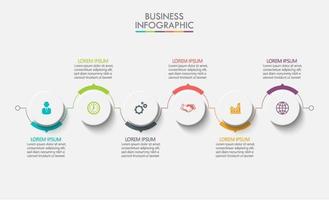 Infographic with 6 Round Icon Design vector