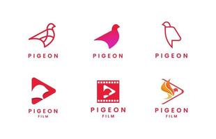 Flat Pigeon Logo Set vector