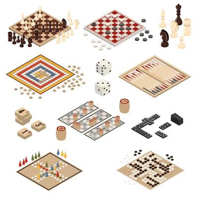 Set of isometric board games
