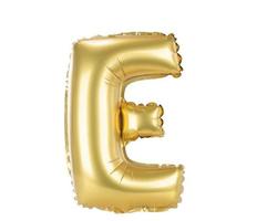 Gold balloon font upper case letter E