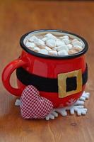 Santa belt mugs with hot chocolate and marshmallows photo