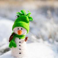 happy snowman on snow
