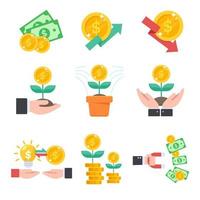 Investment icon set vector