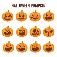 Cartoon Halloween pumpkin set vector