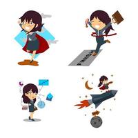 Business Woman Success Set vector