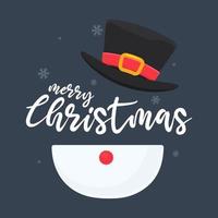 Snowman character with Merry Christmas text vector