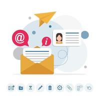 infografía de mensaje de correo electrónico con iconos vector