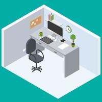 Isometric flat design office workspace vector