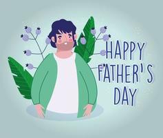 Dad cartoon with flowers decoration vector