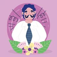 avatar hombre de dibujos animados con bigote vector