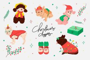 Set of Christmas Costumes for Dogs vector