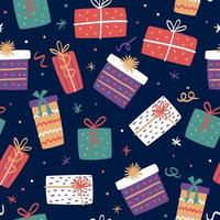 Seamless pattern with christmas gift boxes  vector