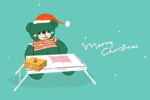 Bear wearing Santa Claus hat postcard
