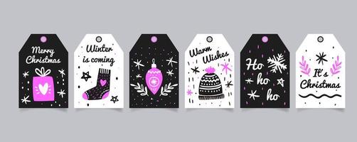 Hand drawn Christmas tags vector