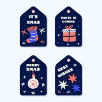 Hand drawn Christmas label collection vector