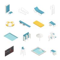 Isometric swimming pool element set vector