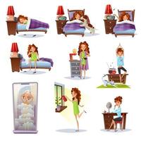 Routine of a woman character set vector