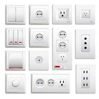 Set of realistic outlets and switches vector