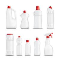 Set of realistic cleaning products packaging vector