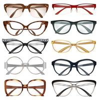 Set of realistic modern eyeglasses 