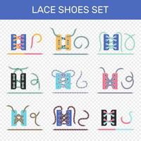 Shoe lacing tutorial set vector