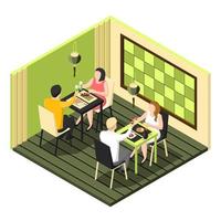 Isometric sushi bar interior vector