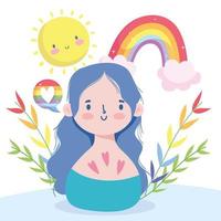 Girl cartoon with LGBTI rainbow vector