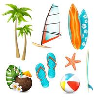 conjunto de elementos de vacaciones de verano vector