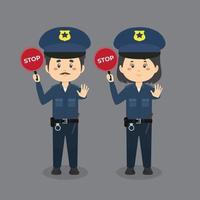 Police Holding Stop Sign vector