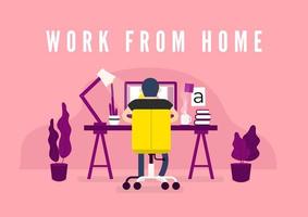 Work From Home Workspace  vector