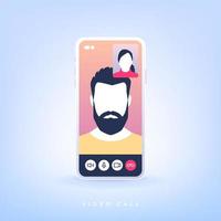 Video call on a smartphone vector