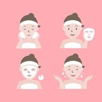 How to apply facial mask steps vector