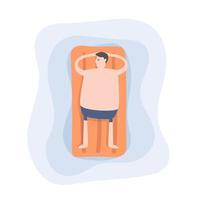 Man is relaxing in the swimming pool vector